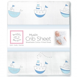 Простынь детская муслиновая SwaddleDesigns Pstl Blue Little Ships