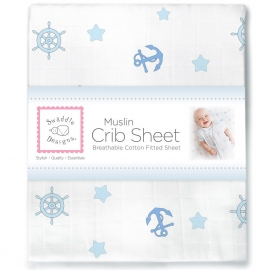 Простынь детская муслиновая SwaddleDesigns Pstl Blue Ahoy!