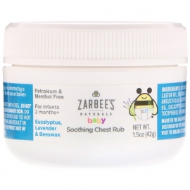 Детская мазь от простуды, ОРВИ и кашля Zarbee's Naturals Baby Soothing rub